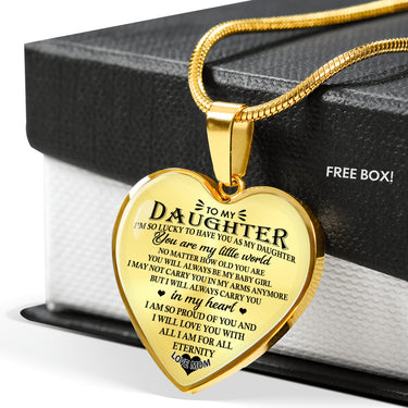 To My Amazing Daughter Heart Pendant Neckalce - I'm So Lucky To Have You As My Daughter - Best Birthday Gift For Your Child/Children